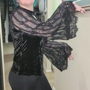 Jawbreaker DARK ELVEN VELVET TOP Lace Long sleeves gothic XL